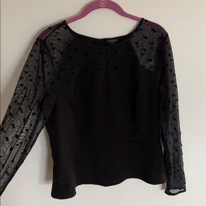 Black Polka Dot Peplum Top